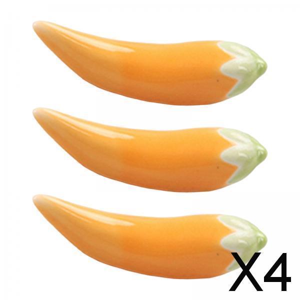 4x3 Pieces Chopstick Rest Chopsticks Utensil Cutlery Stand for Home Spoon Fork Orange