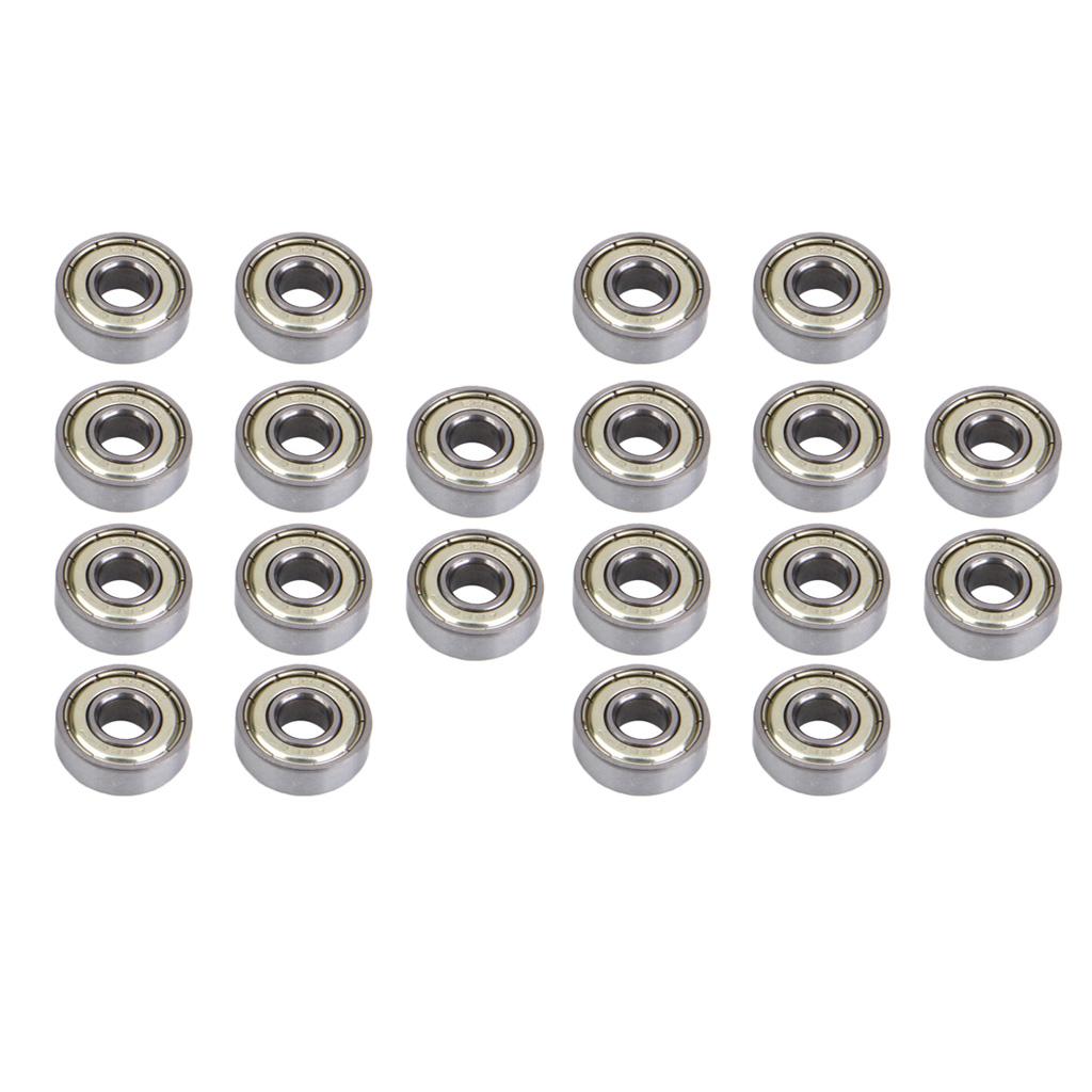 20Pcs 608 Skate Ball Bearings for Skateboard Scooter Hockey Silver