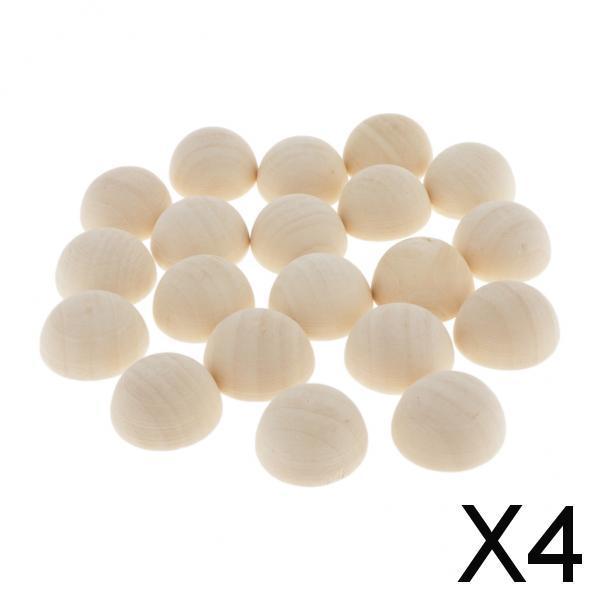 4x20Pcs Half Ball Natural Unfinished Wood For Jewelry Making DIY Crafts 25MM