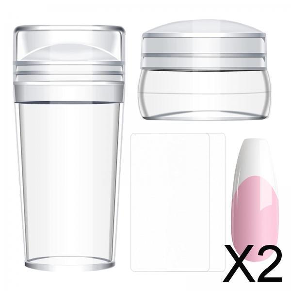 2x4 Pieces French Nail Stamper Clear Silicone Stamping Professional Detachable