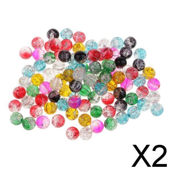 2x100Pcs Glass Round Spacer Loose Beads 8cm for Jewelry Making Findings