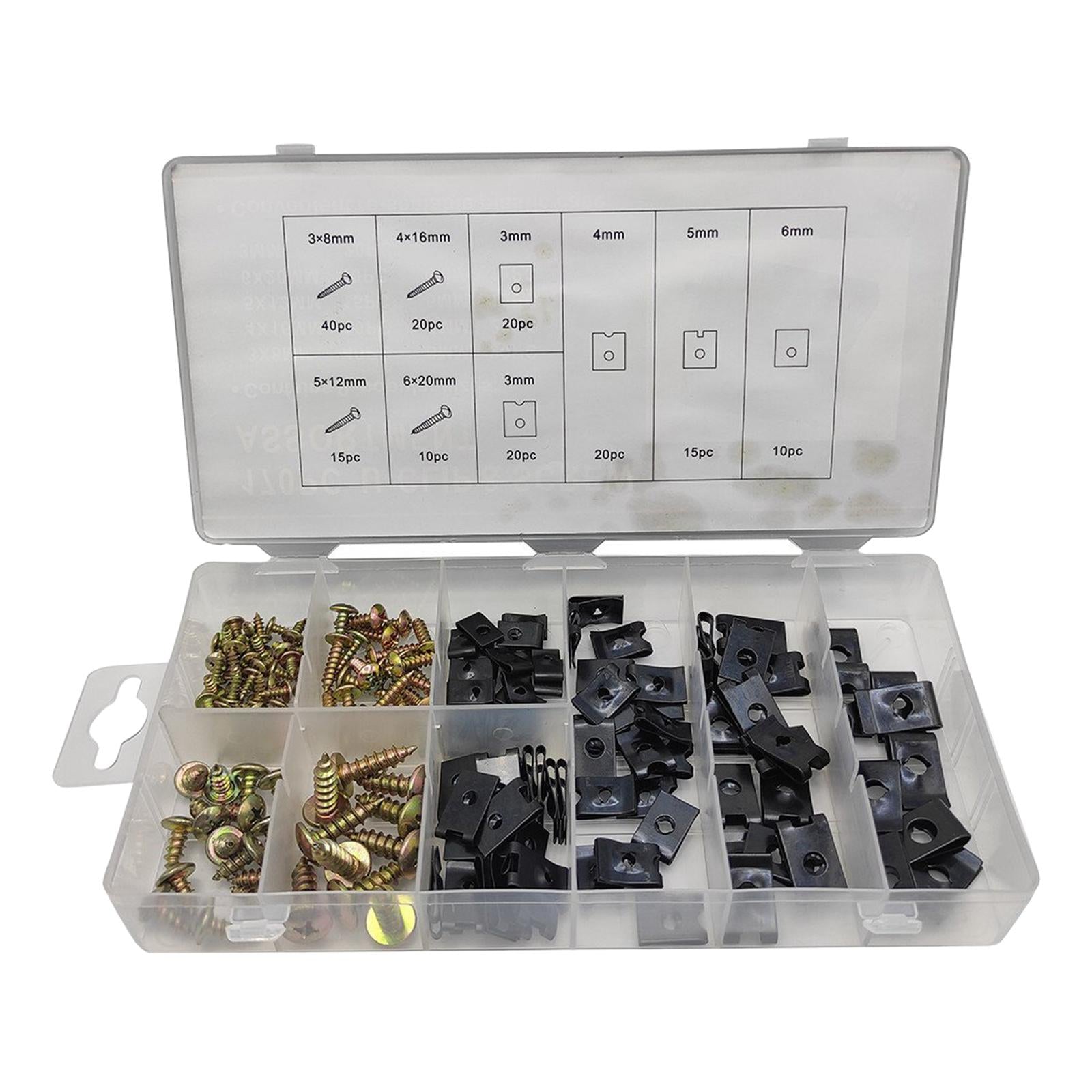 170 Pieces Metal U Shaped Clip Fasteners Hardware for Vehicles Auto Interior