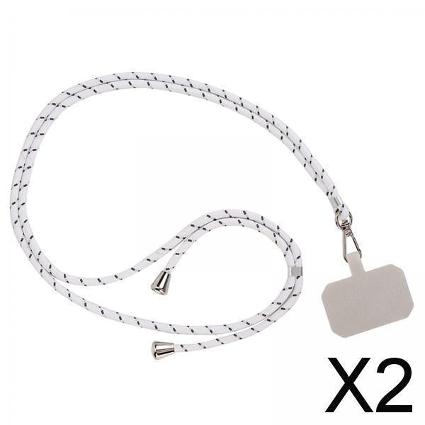 2xAdjustable Cell Phone Lanyard Neck Strap Handheld Rope White Gray White 