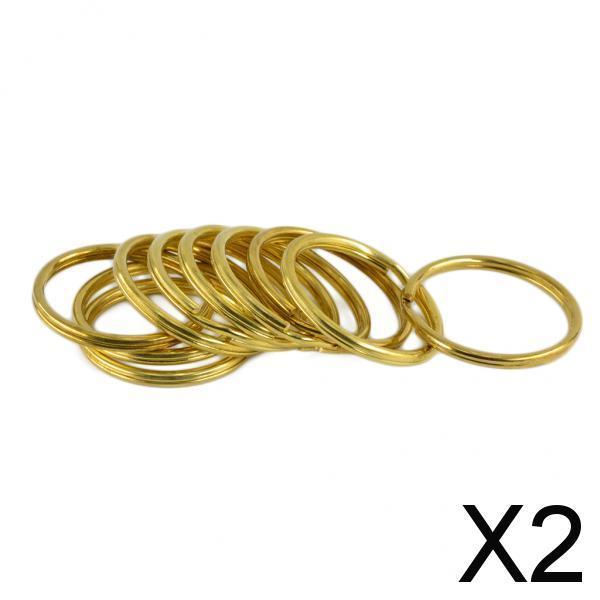 2x10 Pieces Gold Brass Metal Key Rings Chains Split Ring Hoop Accessories 32mm