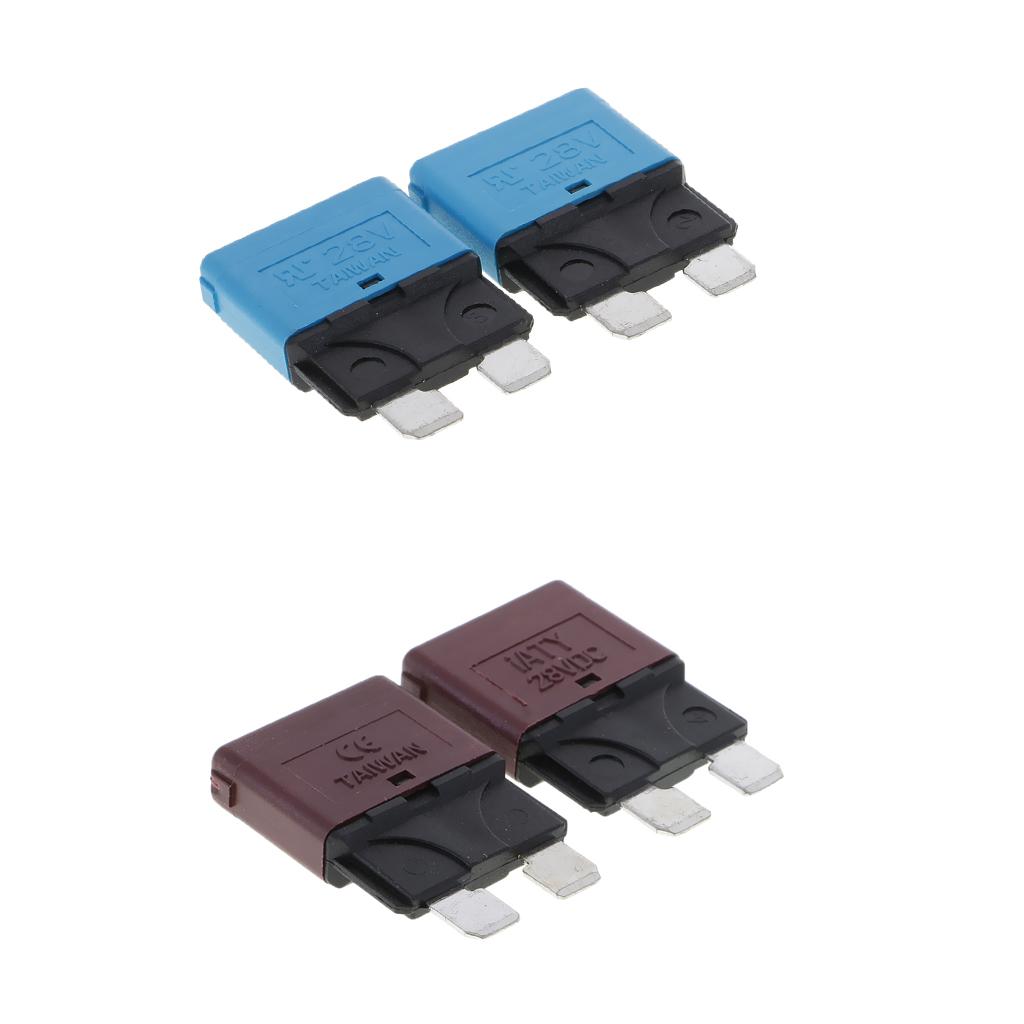 4Pcs 28V 10A+15A Auto Car Truck Boat Mini Blade Fuses Manual Circuit Breaker