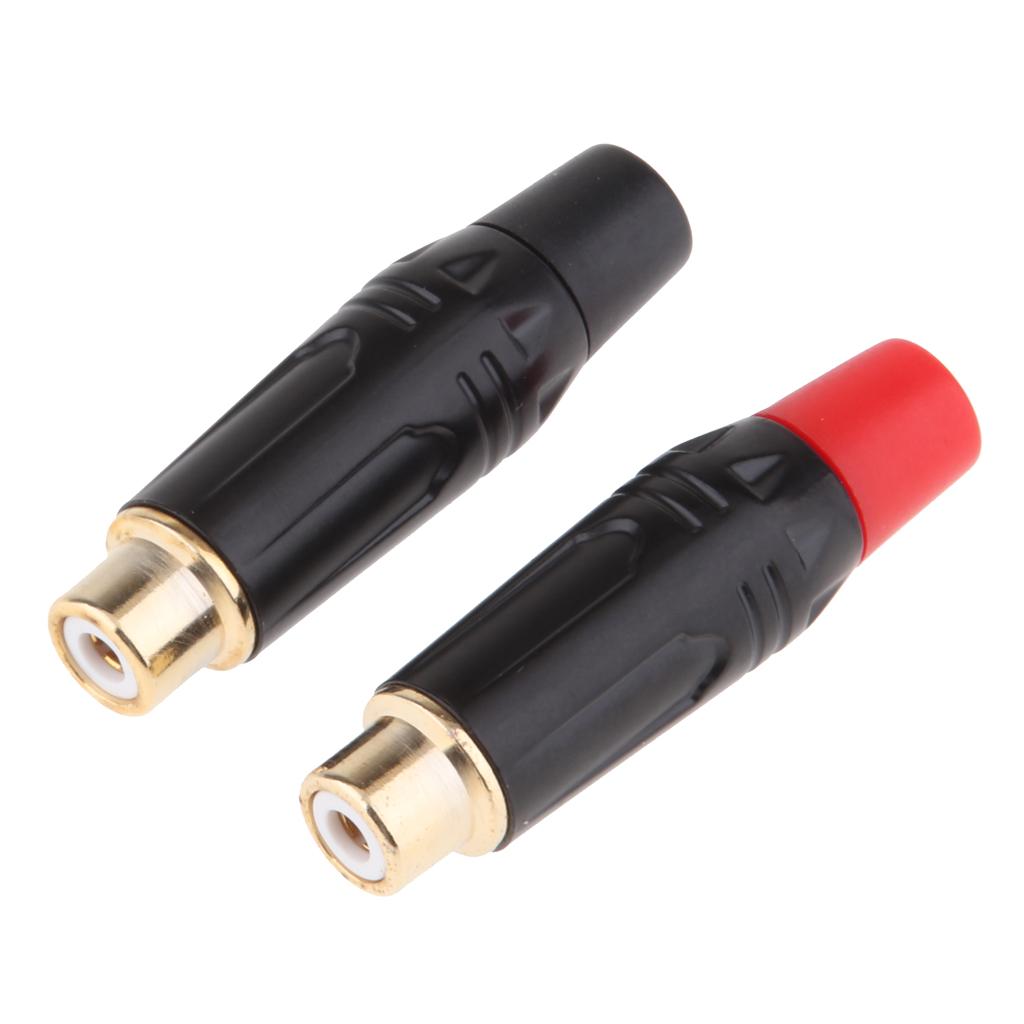 2Psc Gold Plated RCA Female Plug Adapter Audio Cable Connector Speaker Plugs