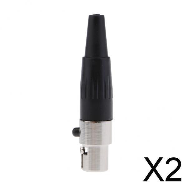 2xMini 3 Pin XLR Female Cable Connector for Pro Microphones, Black and Sliver