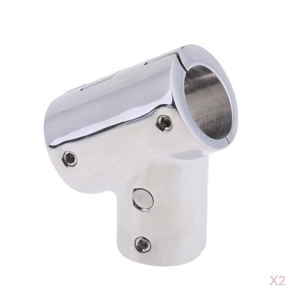 2Pcs 22mm Boat Handrail Fitting 60 Degree Tee 3 Way - 316 Stainless Steel