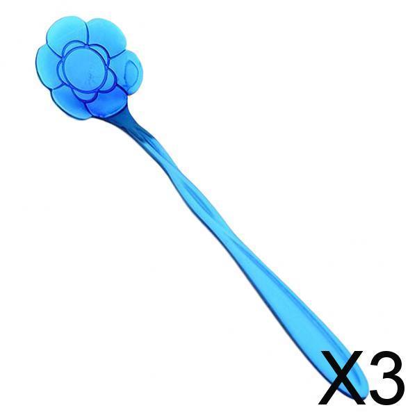 3xTeaspoons Stainless Steel Coffee Tea Spoon Dessert Sugar Spoons Blue 7