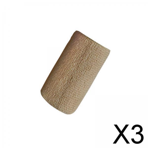 3xVet Wrap 4 inch Wide Non Woven Elastic Self Adherent Wrap for Dogs Pet Ankle Khaki