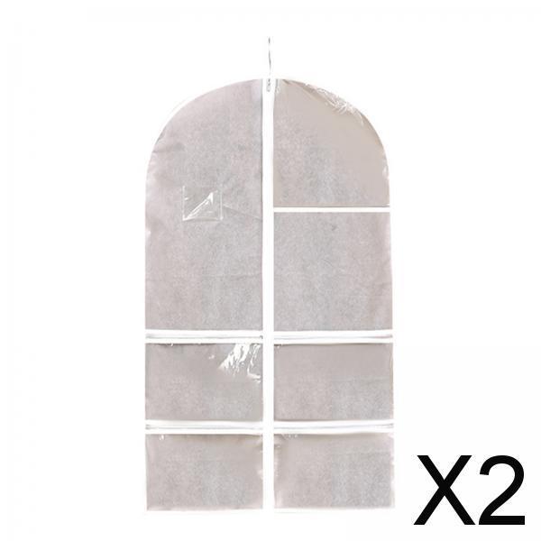 2xHanging Clothes Dust Bags Suit Dress Clear for T Shirts Windbreaker Sweaters 60x100cm