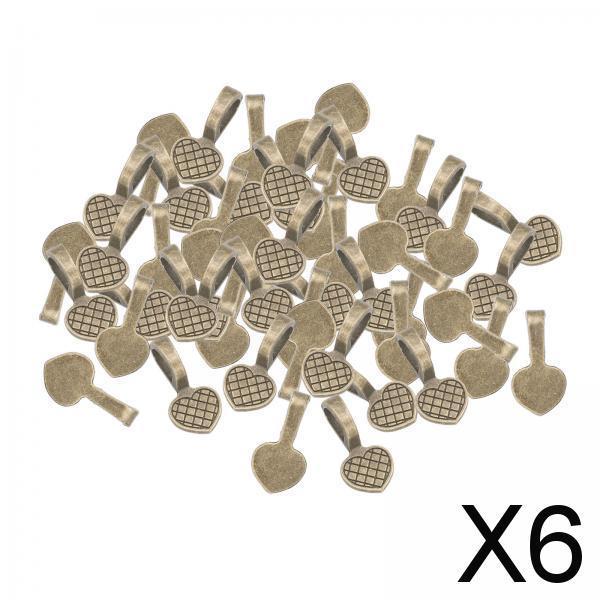 6x50Pcs Glue on Bails 19x9.5mm Flat Pad Bails for DIY Craft Necklaces Pendants