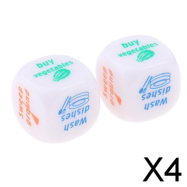 4x2Pieces Housework Dice Six Sided D6 Chores Dies for Family Play Fun Toy Gift