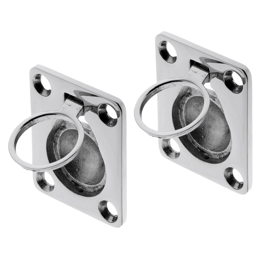 2 Pieces Stainless Steel Flush Pull Lift Ring Handle for Boat Hatch Locker