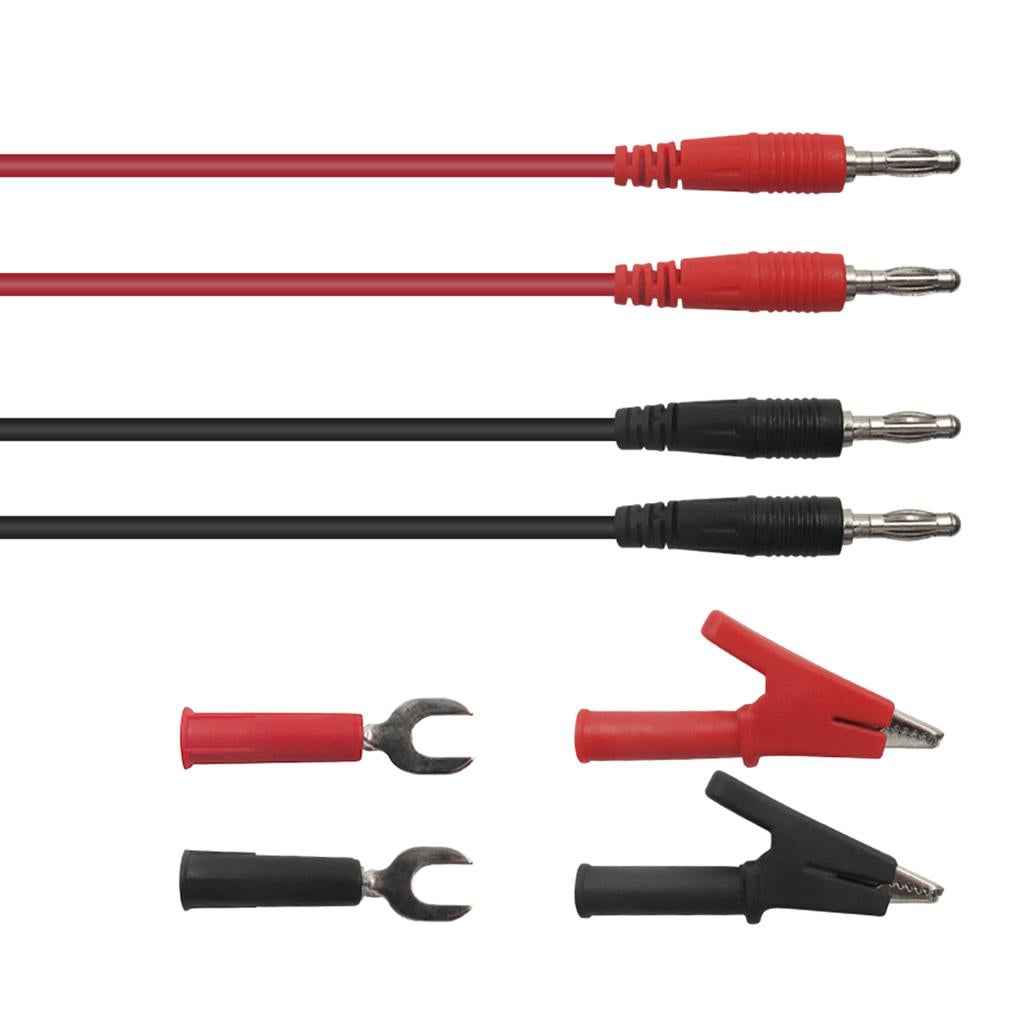 6-in-1 1M 4mm Banana to Banana Plug Test Lead kits Alligator Clip Clamps to 6mm U-type Spade Clip