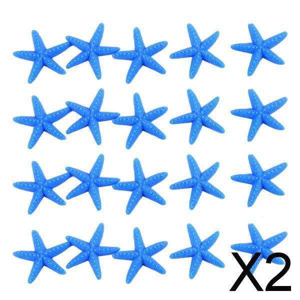 2x20pieces Cute Resin Miniature Starfish L Fish Tank Garden Ornaments Blue