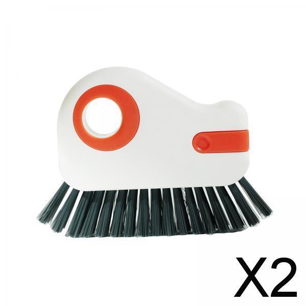 2xGroove Cleaning Brush Home Bathtub Bathroom Door Window Track Cleaning Brush Orange