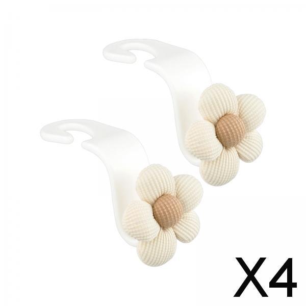 4xFlower Car Seat Headrest Hook Durable Hanger for Grocery Coat Umbrellas 2pcs White