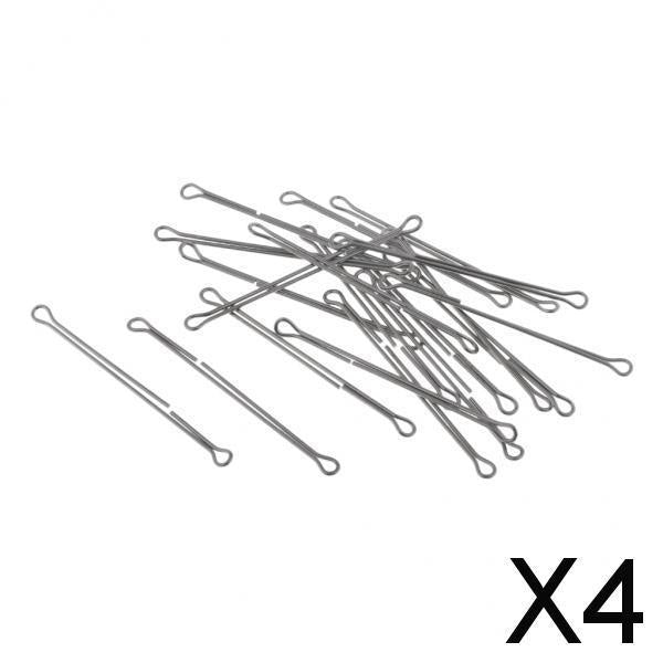 4x20pcs Double Eyed Wire Shank Waddington Shank for Fly Lure Tying Length 45mm