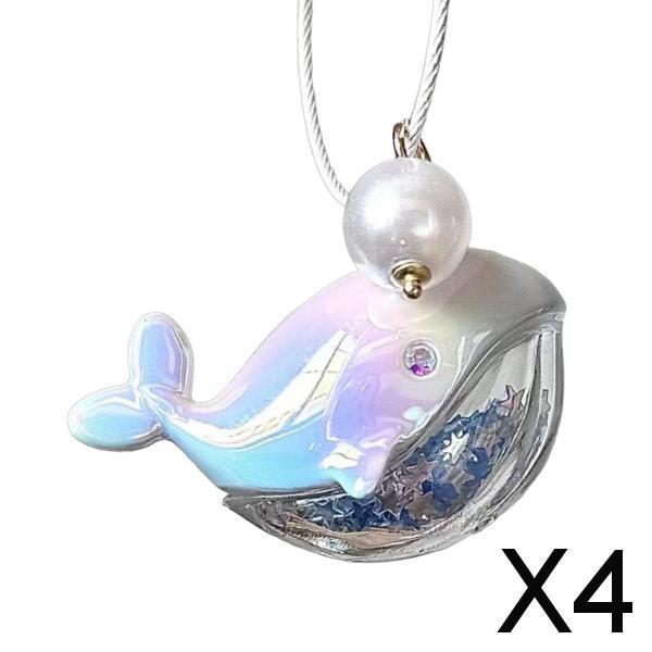 4xCompact Whale Keychain Funny Portable Keyring Bag Pendant for Tote Car Handbag