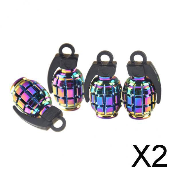 2x 4pcs Metal Schrader Tire Valve Caps Bike Motorcycle Dust Cover Grenade