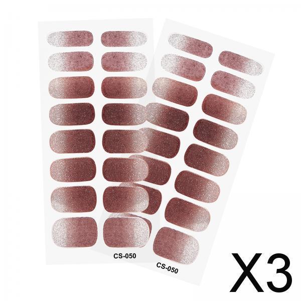 3x2Pcs Nail Stickers Press on Nails Glitter Nail Supplies for Home Nail Salons Style J