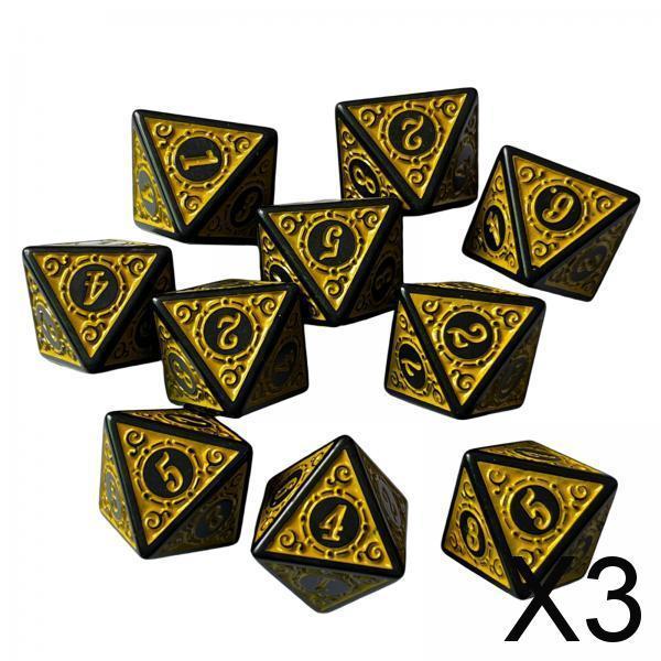 3x10Pcs 15mm Dices Acrylic Party Game Dices 8 Sided Dices Set for Party KTV Yellow