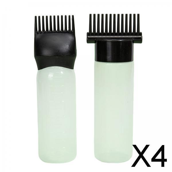 4x2x Root Comb Applicator Bottles Hair Dye Bottle Applicator Brushes for Salon Clear