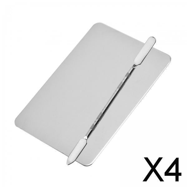 4xFinger Ring Makeup Palette Dual Ends Makeup Spatula Cosmetics Mixing Palette Rectangle