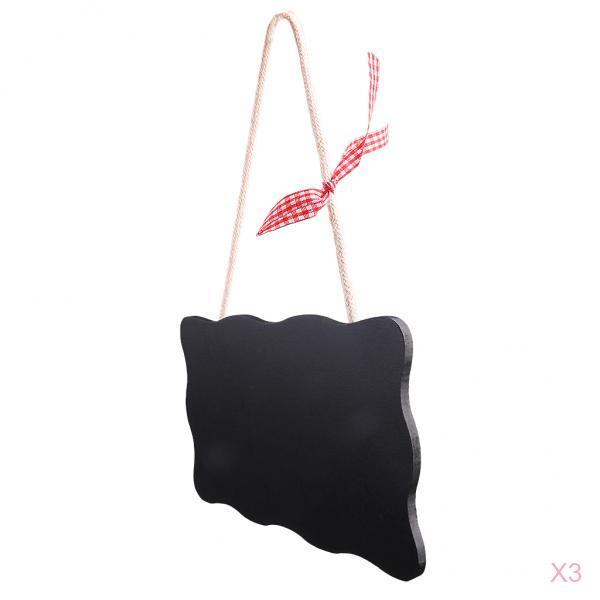 3pc Mini Wooden Blackboard Chalkboard Hanging Rectangle Message Board