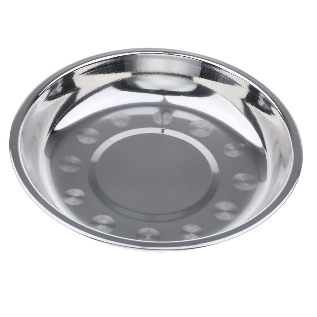 Stainless Steel Plate Dish Outdoor Camping Picnic Food Container 26x3.5cm