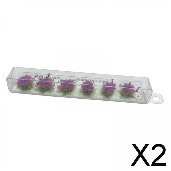 2xMiniature Flower Cluster for Miniature Scenery Architectural Decor Violet