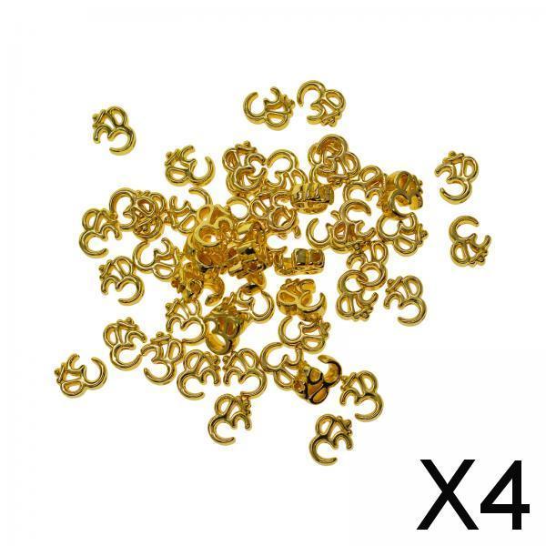 4x50Pcs Yoga OM Spacer Beads DIY Gold Charms for Sweaters Chains Hats Keyrings
