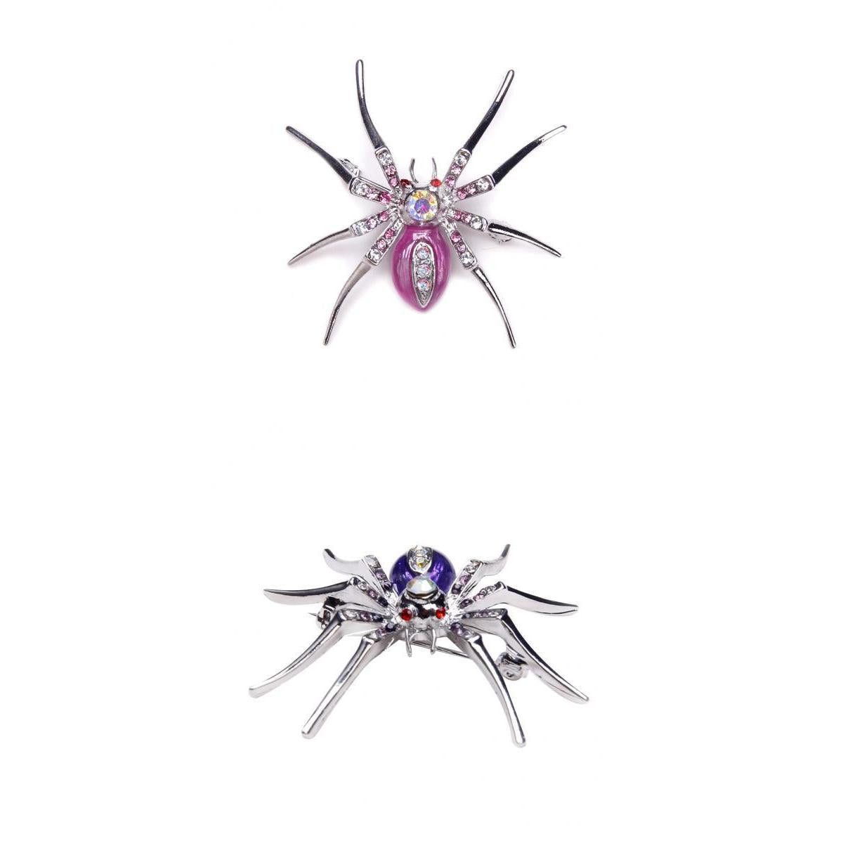 2pcs Spider Brooch Pin Rhinestone Crystal Women Brooches Wedding Jewelry