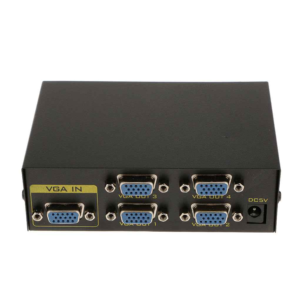 Generic 4 Port VGA SVGA Splitter 1 PC in to 4 LCD Monitor out Display for TV Laptop PC Computer with US Plug