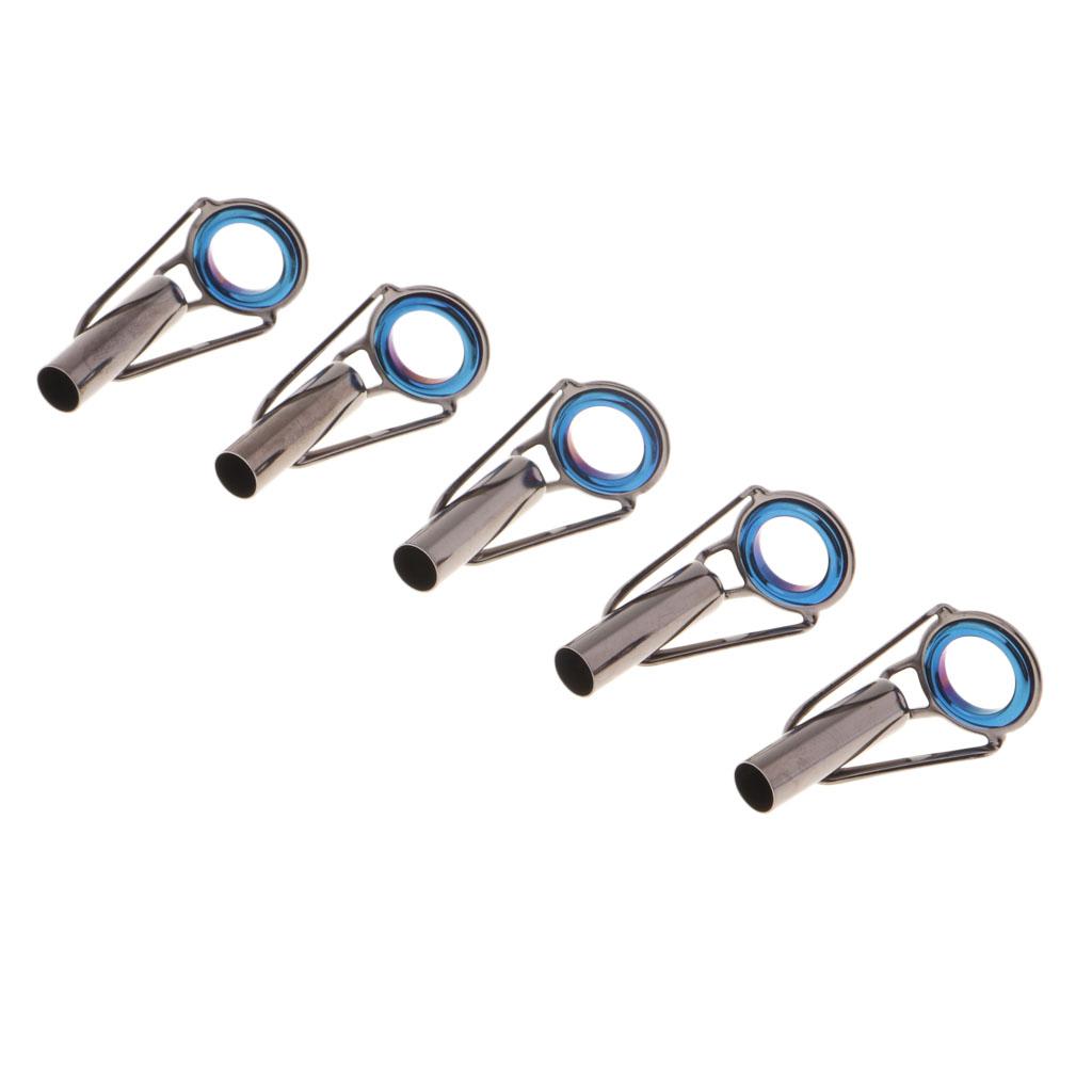 5pcs Fishing Rod Guides Ring Repair Kit Spinning Casting Rod Tip Tops Size 8