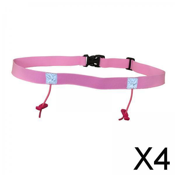4xReflective Tape Cycling Race Number Belt Triathlon Waist Belt Night Running Pink