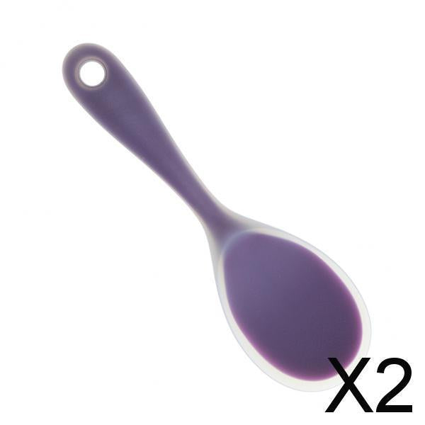 2xNon Stick Food Grade Silicone Rice Spoon Heat Resistant  Salad  Purple