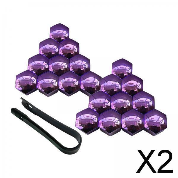 2x20 Pieces Car Wheel Nut Caps Covers Anti Rust Wheel Rim Cover Wheel Nut Caps Purple 21mm