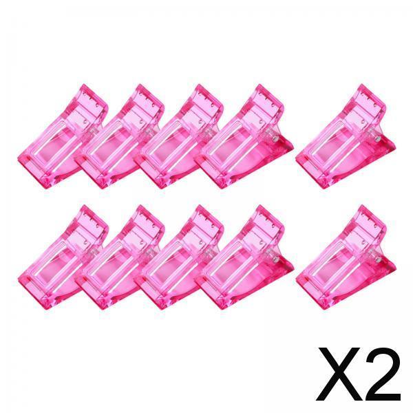 2x10pcs Nail Tips Clip Finger Quick Building Gel Extension Nail Art Pink