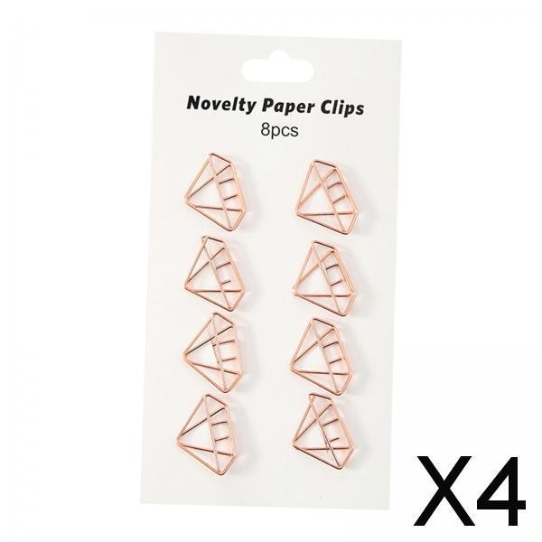 4x8x Novelty Paper Clips Metal Party Invitation Card Document Organization Diamond 