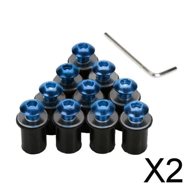2x10 Pieces Universal Windscreen Windshield Bolts Screw Kit M5 5mm Bolt Blue