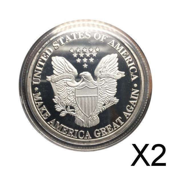 2xDonald Trump Make America Great Again Flag Eagle Commemorative Coin
