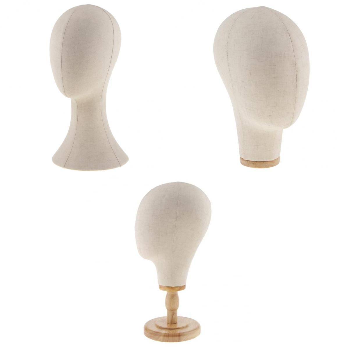 3pcs Canvas Block Mannequin Head Wig Hat Making Glasses Holder with Stand