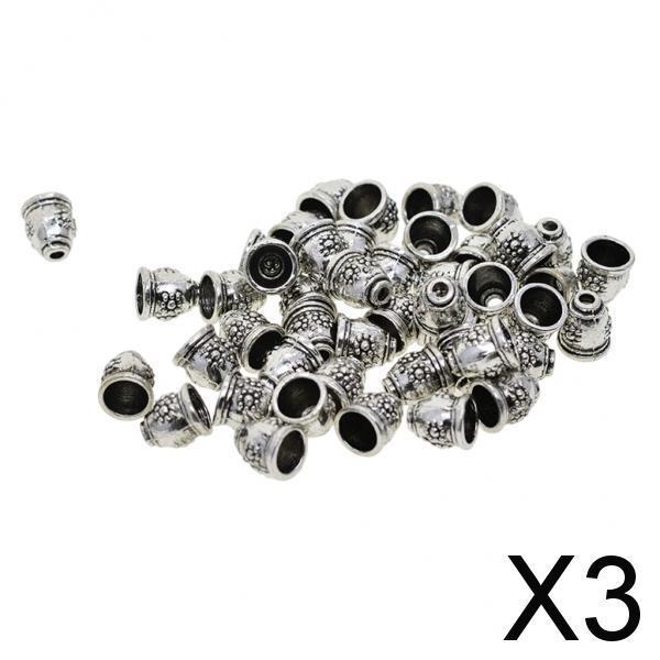 3x50 Pieces Daisy Patterned Beads Cap Tassel End Cap Jewelry Making Findings