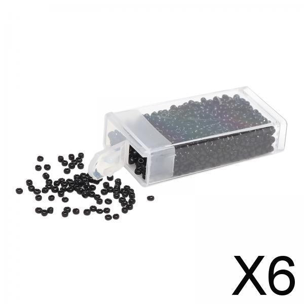 6x1000Pcs Glass Seed Beads Kit 2mm Craft Beads for Crafting DIY Jewelry Making Black