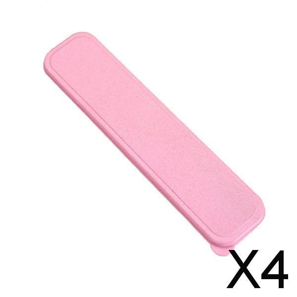4xPlastic Portable Travel Tableware Storage Box for Flatware Pink C
