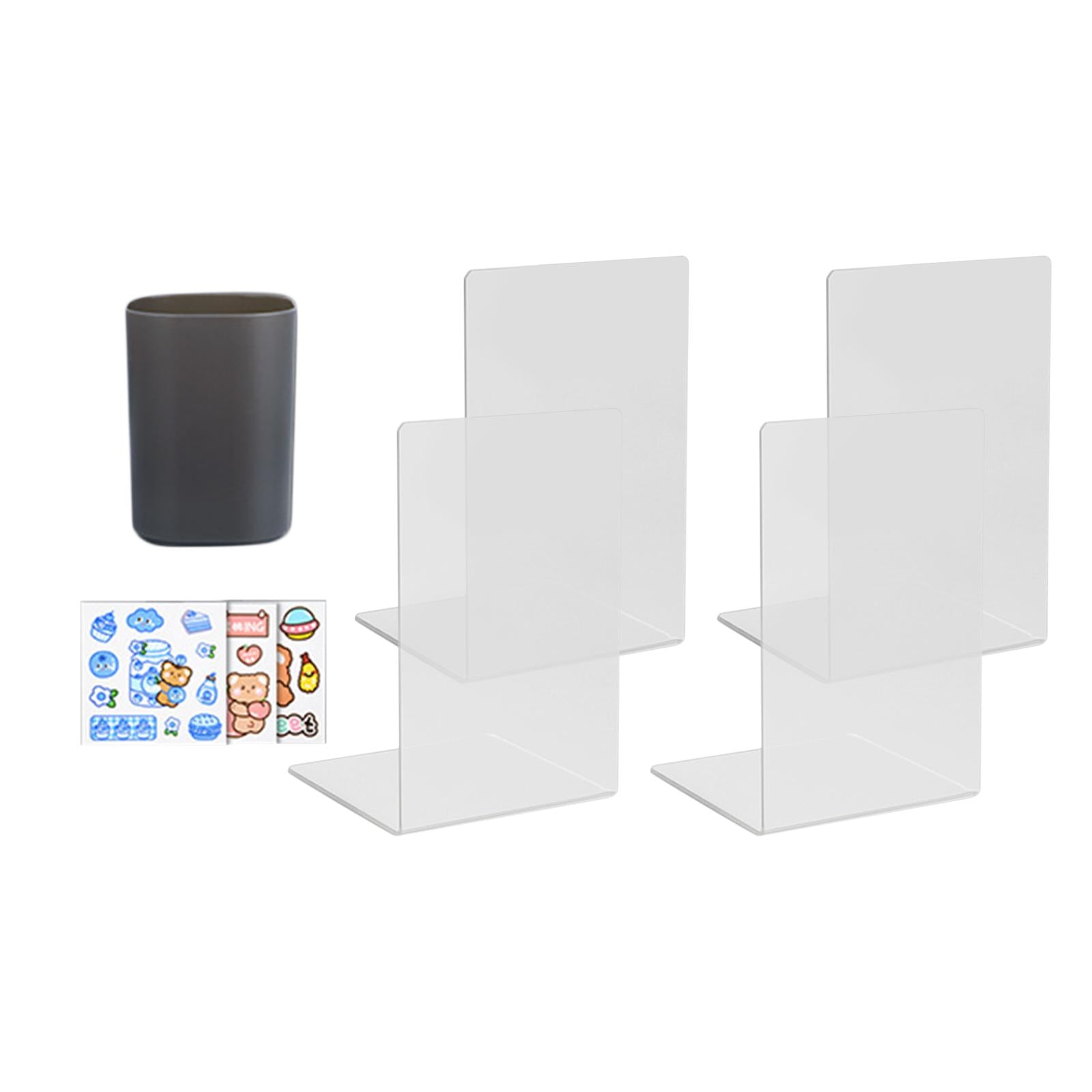 Book Ends with Pencil Holder Books Stand for Stationery Papers Pen Matte