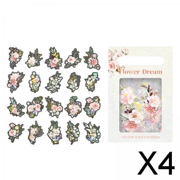 4x40Pcs Plant Stickers Set Scrapbooking Stickers for Planner Diary Card Making Flower