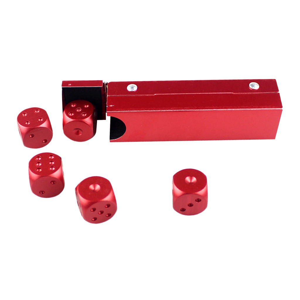 5 Pieces Aluminum Alloy 6 Sided Square Cube Spot Dice Round Corner Red